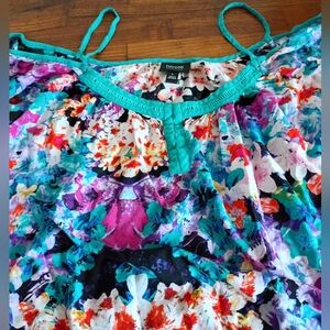 Nicole Miller Multicolor Floral Crop Top Off The Shoulder L